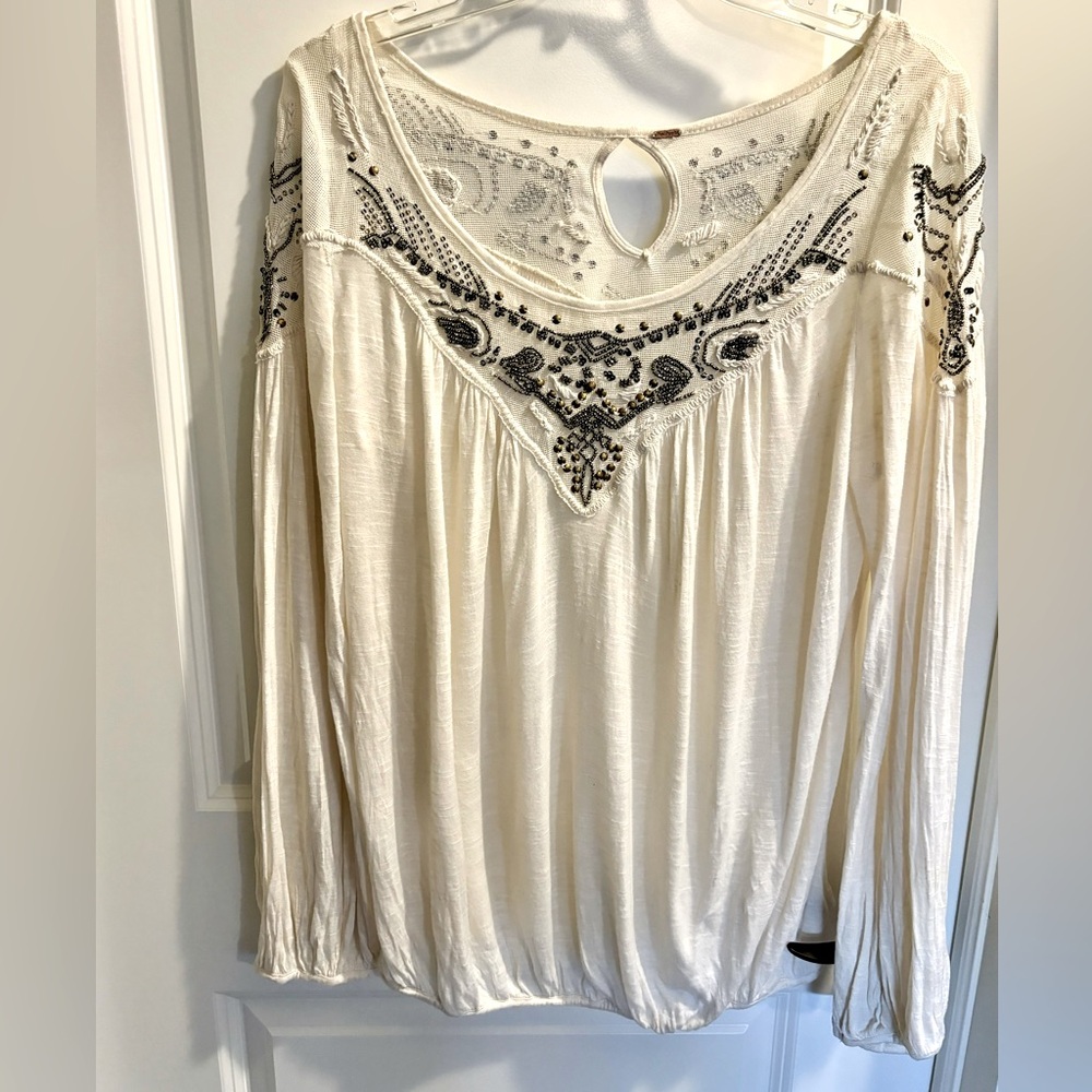 Free people blouse with beaded detail
